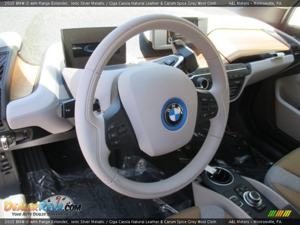 2015 BMW i3 with Range Extender Ionic Silver Metallic / Giga Cassia Natural Leather & Carum Spice Grey Wool Cloth Photo #14