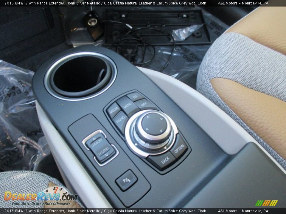 2015 BMW i3 with Range Extender Ionic Silver Metallic / Giga Cassia Natural Leather & Carum Spice Grey Wool Cloth Photo #15
