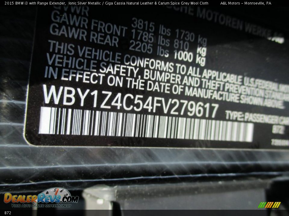 BMW Color Code B72 Ionic Silver Metallic