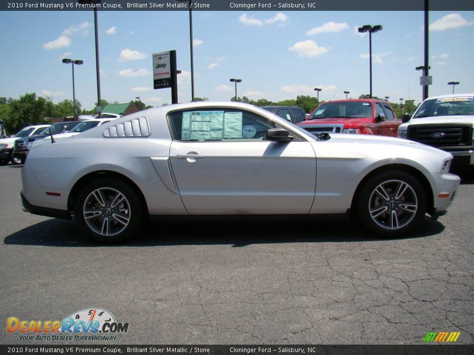 2010 Ford Mustang V6 Premium Coupe Brilliant Silver Metallic / Stone Photo #2