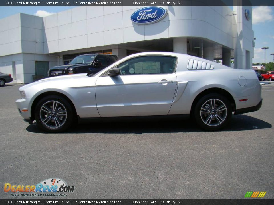 2010 Ford Mustang V6 Premium Coupe Brilliant Silver Metallic / Stone Photo #5