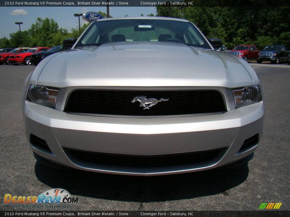 2010 Ford Mustang V6 Premium Coupe Brilliant Silver Metallic / Stone Photo #7