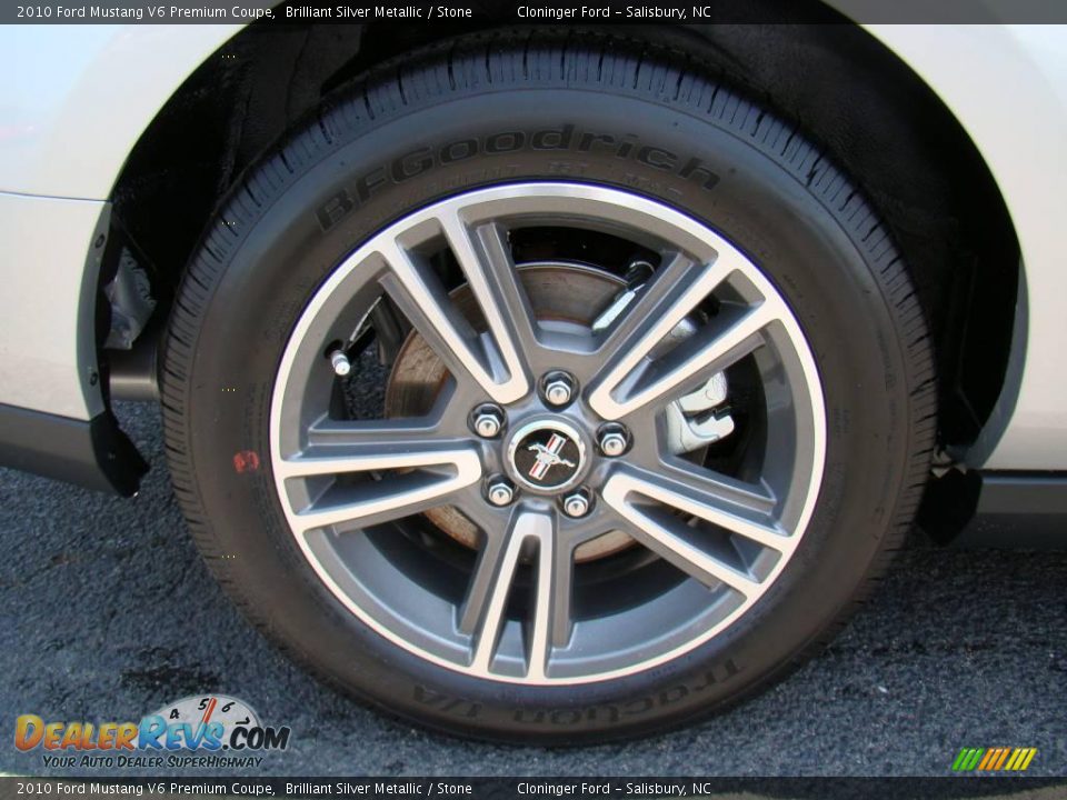 2010 Ford Mustang V6 Premium Coupe Brilliant Silver Metallic / Stone Photo #13