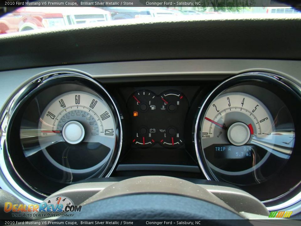 2010 Ford Mustang V6 Premium Coupe Brilliant Silver Metallic / Stone Photo #16