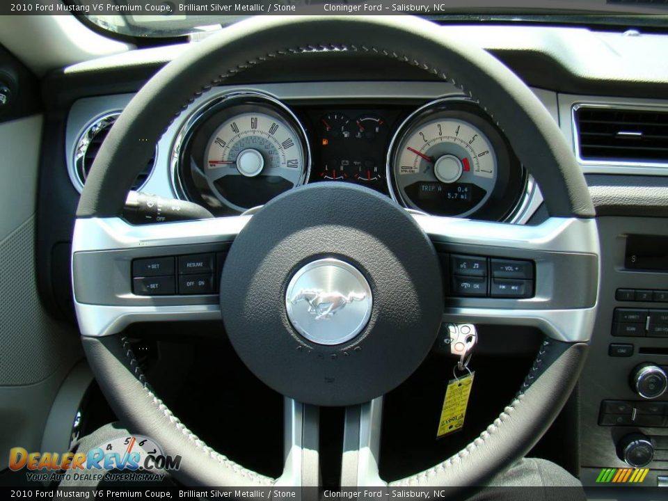 2010 Ford Mustang V6 Premium Coupe Brilliant Silver Metallic / Stone Photo #17