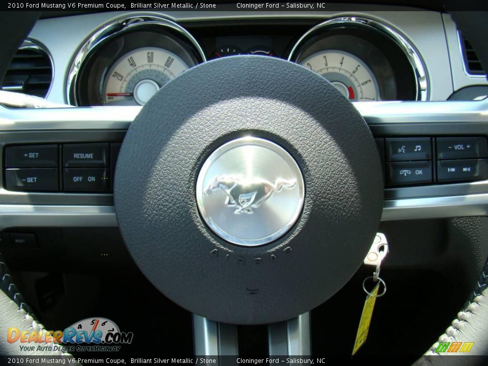 2010 Ford Mustang V6 Premium Coupe Brilliant Silver Metallic / Stone Photo #22