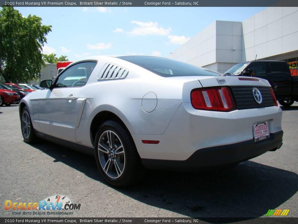 2010 Ford Mustang V6 Premium Coupe Brilliant Silver Metallic / Stone Photo #24