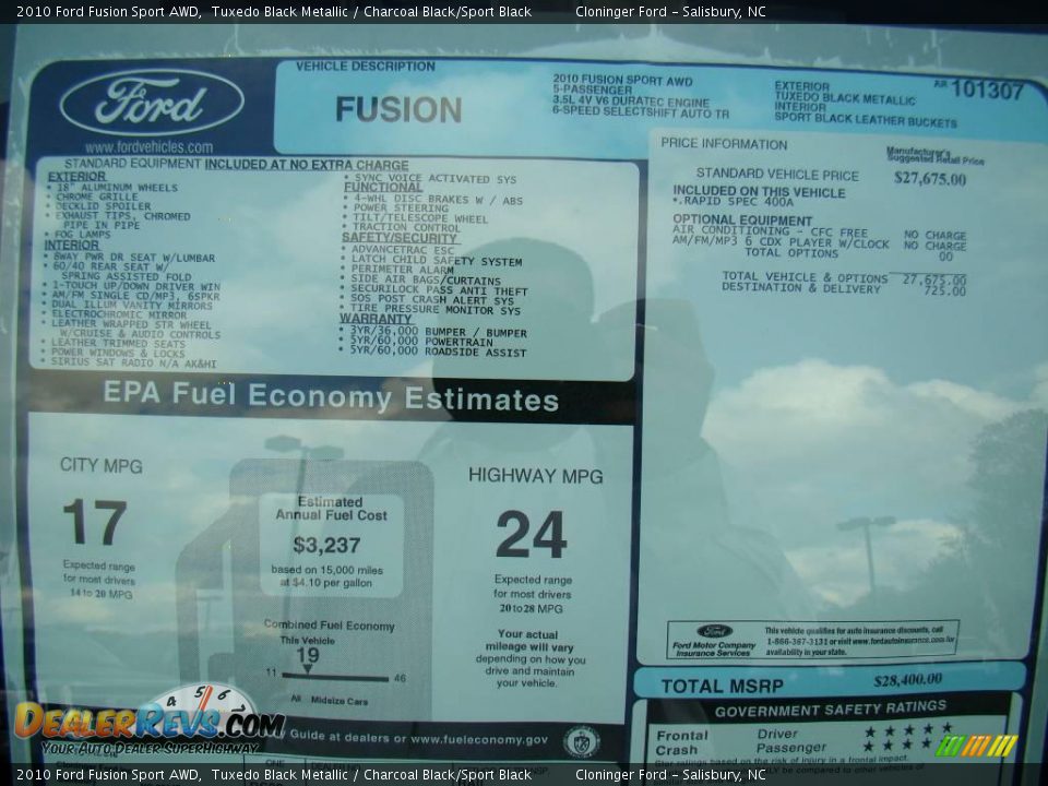 2010 Ford Fusion Sport AWD Tuxedo Black Metallic / Charcoal Black/Sport Black Photo #16