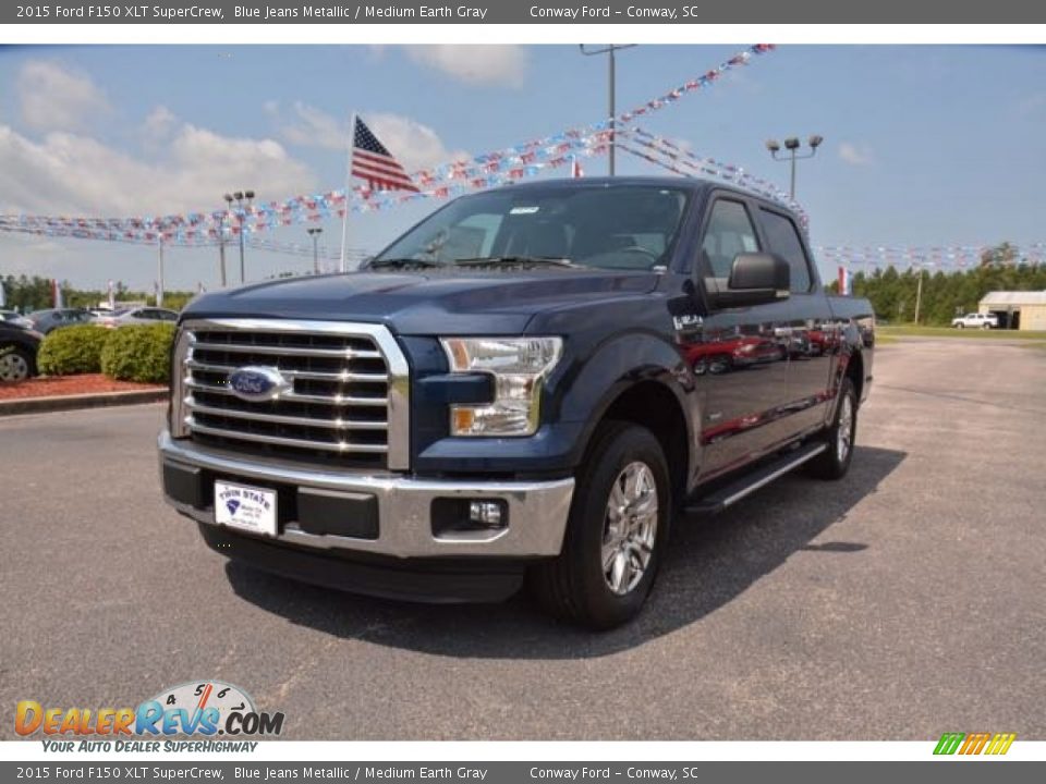 2015 Ford F150 XLT SuperCrew Blue Jeans Metallic / Medium Earth Gray Photo #1