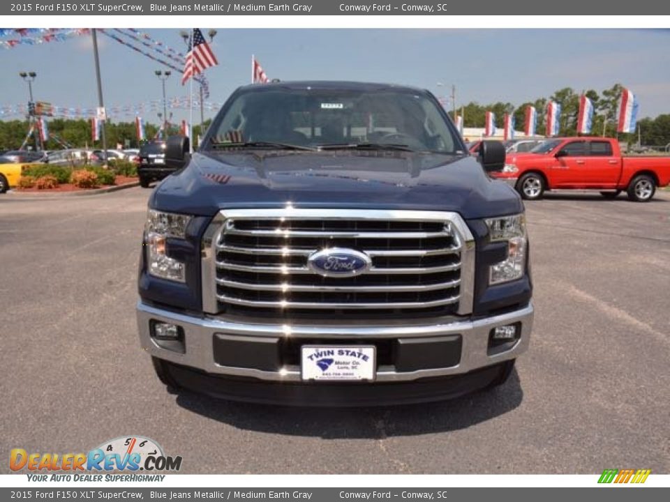2015 Ford F150 XLT SuperCrew Blue Jeans Metallic / Medium Earth Gray Photo #2