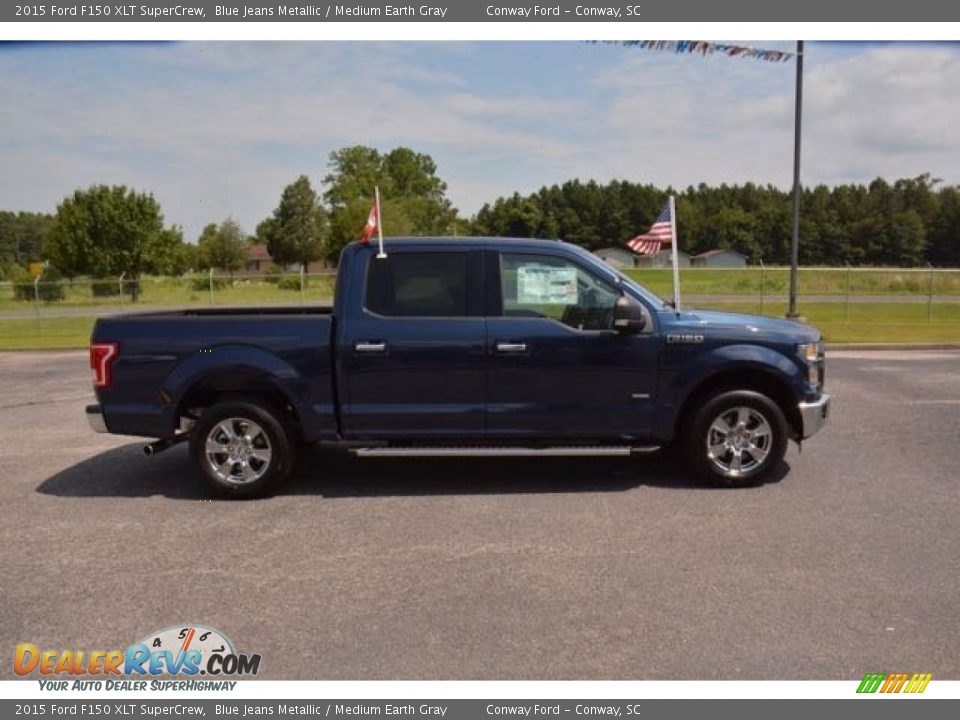 2015 Ford F150 XLT SuperCrew Blue Jeans Metallic / Medium Earth Gray Photo #4