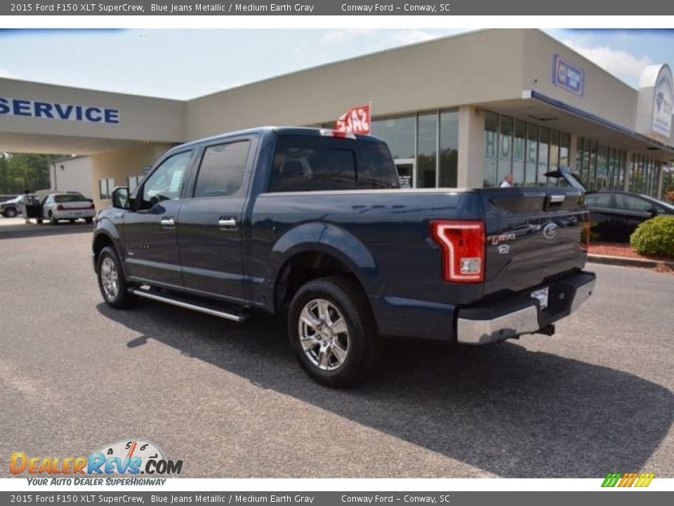 2015 Ford F150 XLT SuperCrew Blue Jeans Metallic / Medium Earth Gray Photo #7