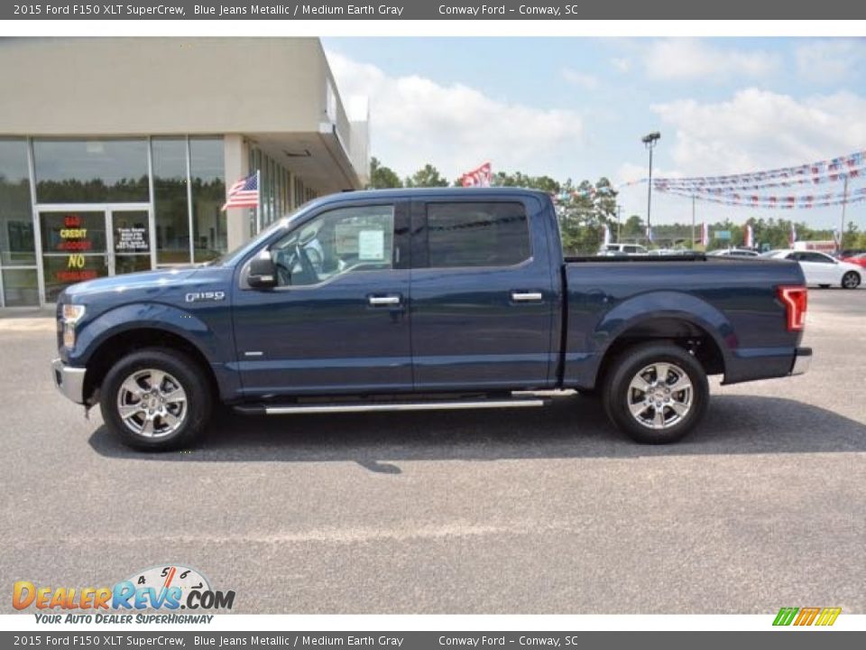 2015 Ford F150 XLT SuperCrew Blue Jeans Metallic / Medium Earth Gray Photo #8