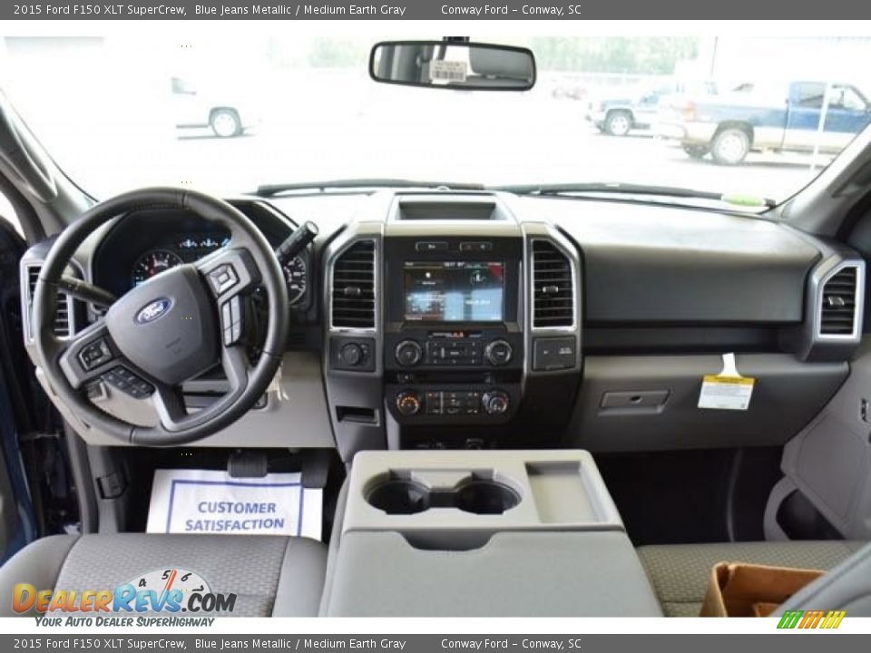 2015 Ford F150 XLT SuperCrew Blue Jeans Metallic / Medium Earth Gray Photo #14