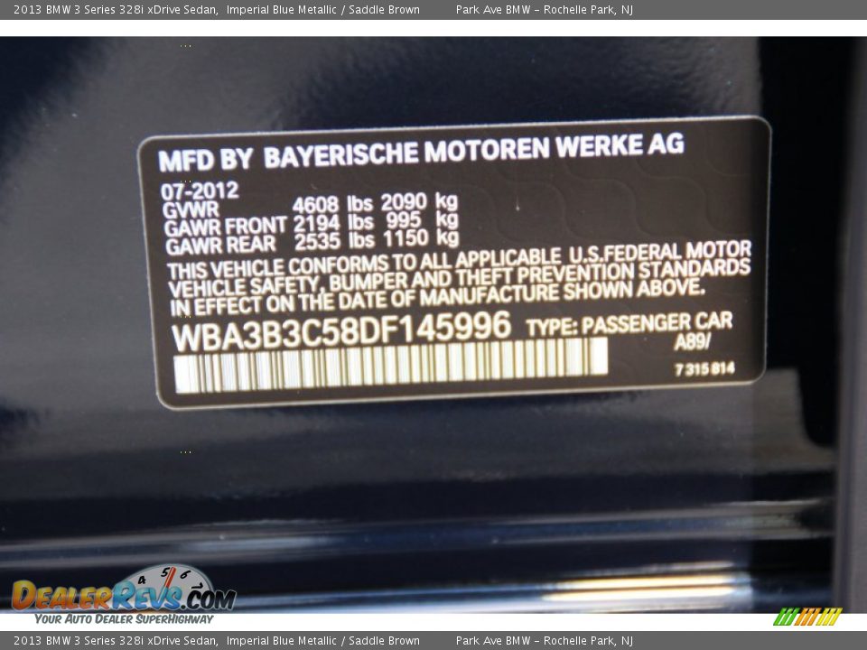 2013 BMW 3 Series 328i xDrive Sedan Imperial Blue Metallic / Saddle Brown Photo #35
