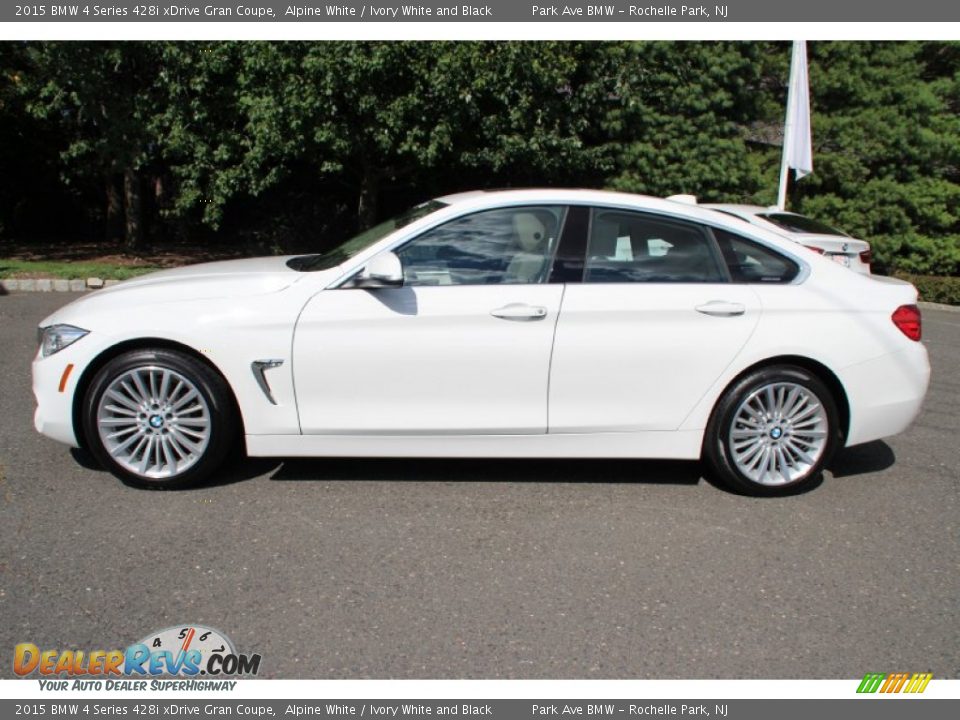 2015 BMW 4 Series 428i xDrive Gran Coupe Alpine White / Ivory White and Black Photo #6