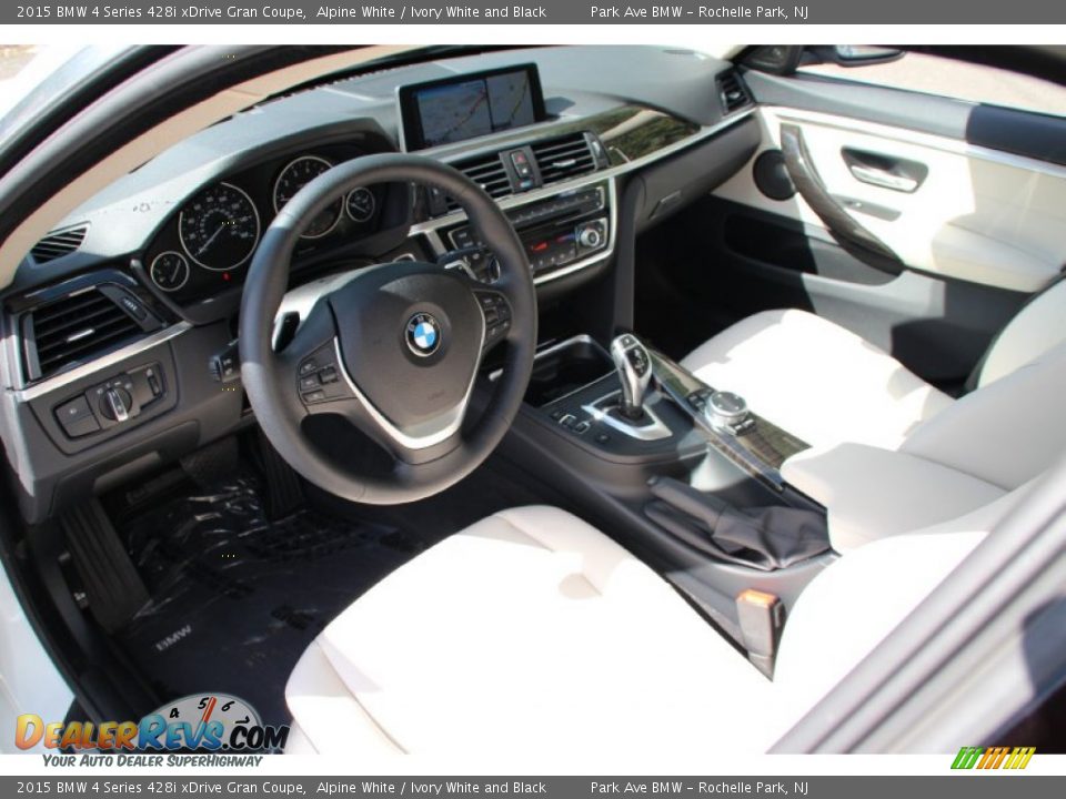2015 BMW 4 Series 428i xDrive Gran Coupe Alpine White / Ivory White and Black Photo #12