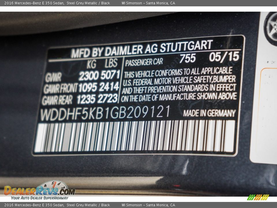 2016 Mercedes-Benz E 350 Sedan Steel Grey Metallic / Black Photo #8