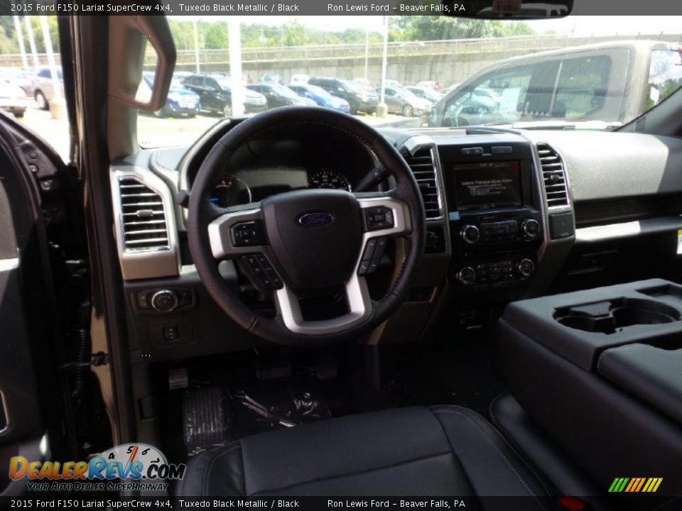 2015 Ford F150 Lariat SuperCrew 4x4 Tuxedo Black Metallic / Black Photo #14