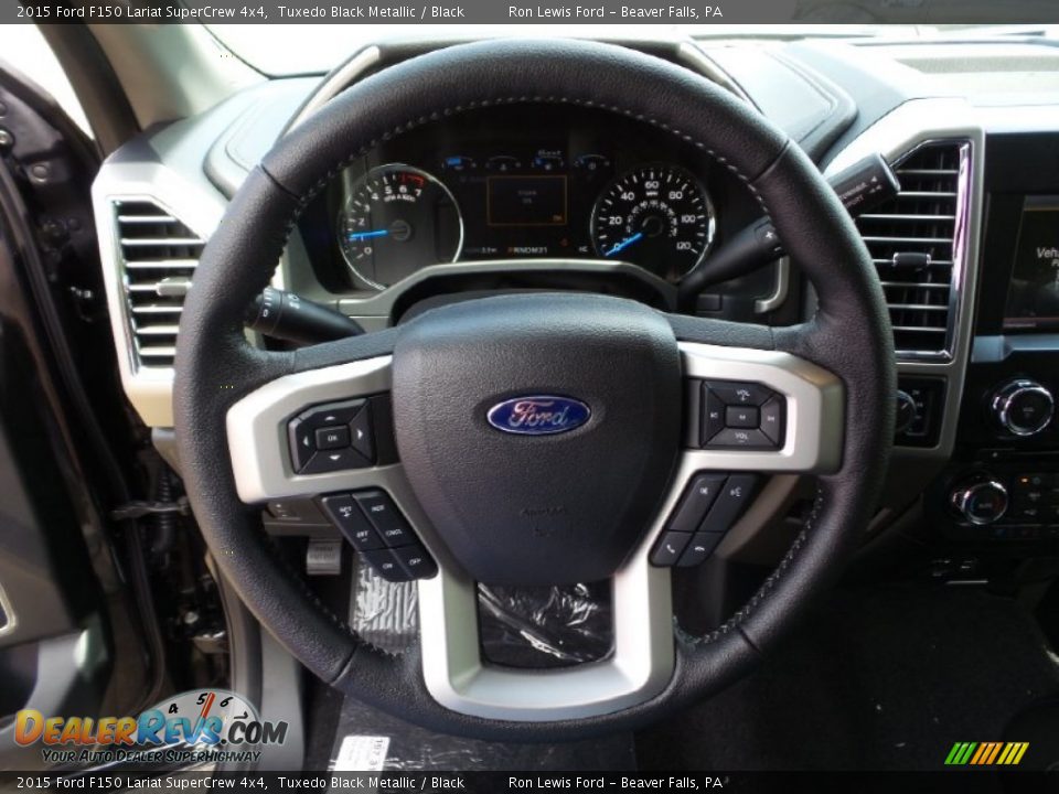 2015 Ford F150 Lariat SuperCrew 4x4 Tuxedo Black Metallic / Black Photo #16