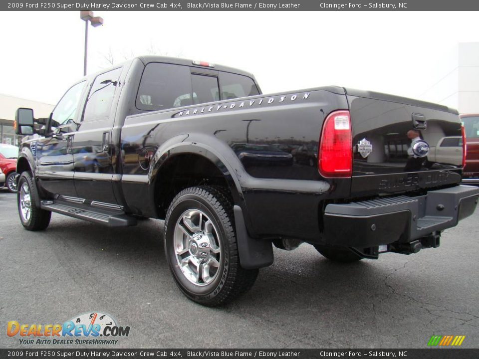 2009 Ford F250 Super Duty Harley Davidson Crew Cab 4x4 Black/Vista Blue Flame / Ebony Leather Photo #5