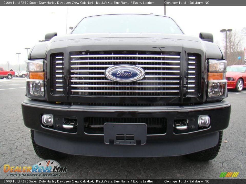 2009 Ford F250 Super Duty Harley Davidson Crew Cab 4x4 Black/Vista Blue Flame / Ebony Leather Photo #8
