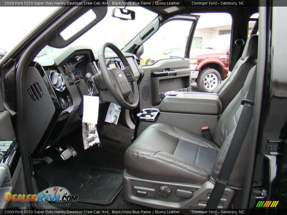 2009 Ford F250 Super Duty Harley Davidson Crew Cab 4x4 Black/Vista Blue Flame / Ebony Leather Photo #9