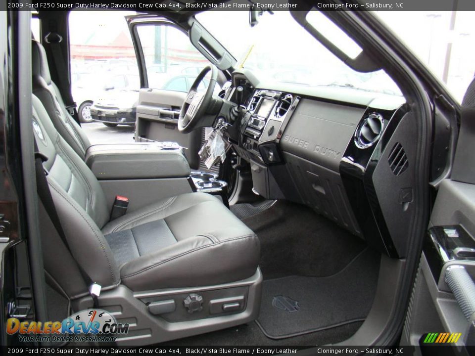 2009 Ford F250 Super Duty Harley Davidson Crew Cab 4x4 Black/Vista Blue Flame / Ebony Leather Photo #13