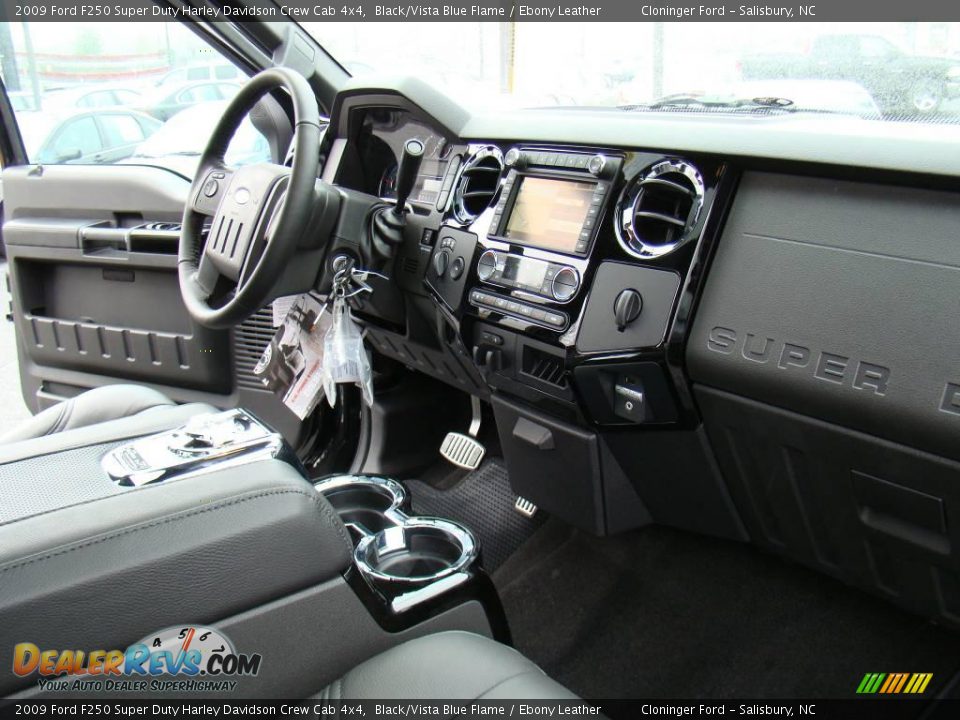 2009 Ford F250 Super Duty Harley Davidson Crew Cab 4x4 Black/Vista Blue Flame / Ebony Leather Photo #14