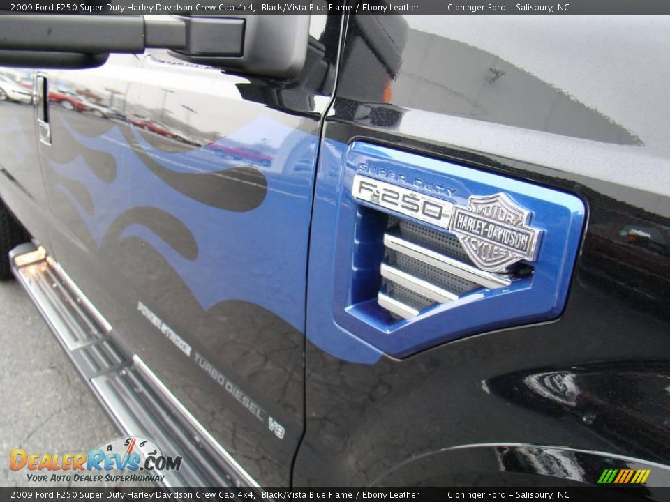 2009 Ford F250 Super Duty Harley Davidson Crew Cab 4x4 Black/Vista Blue Flame / Ebony Leather Photo #17