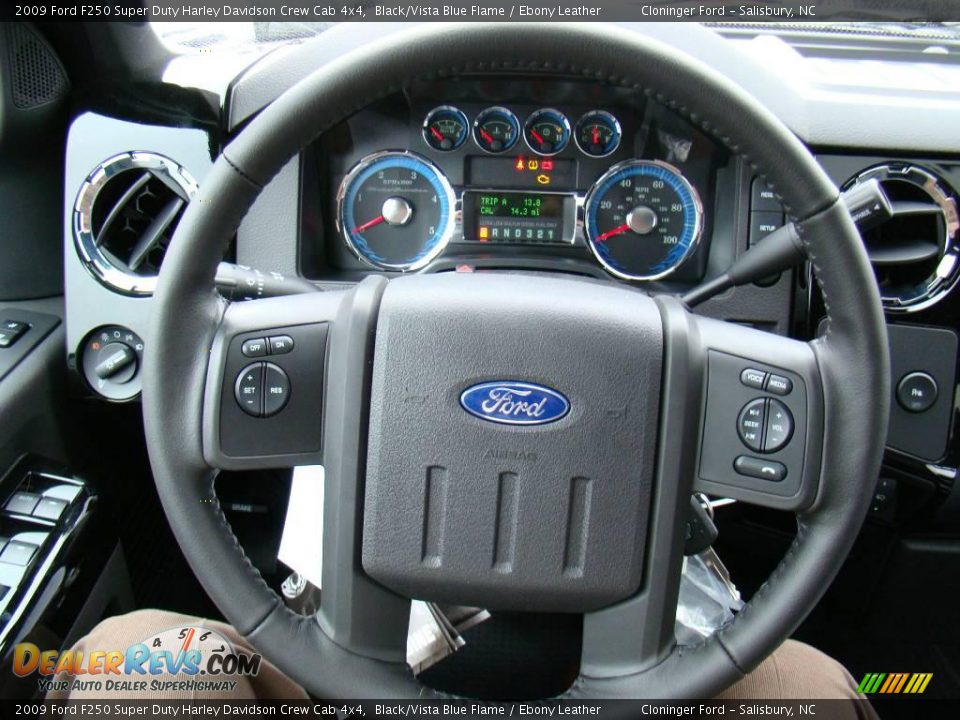 2009 Ford F250 Super Duty Harley Davidson Crew Cab 4x4 Black/Vista Blue Flame / Ebony Leather Photo #29
