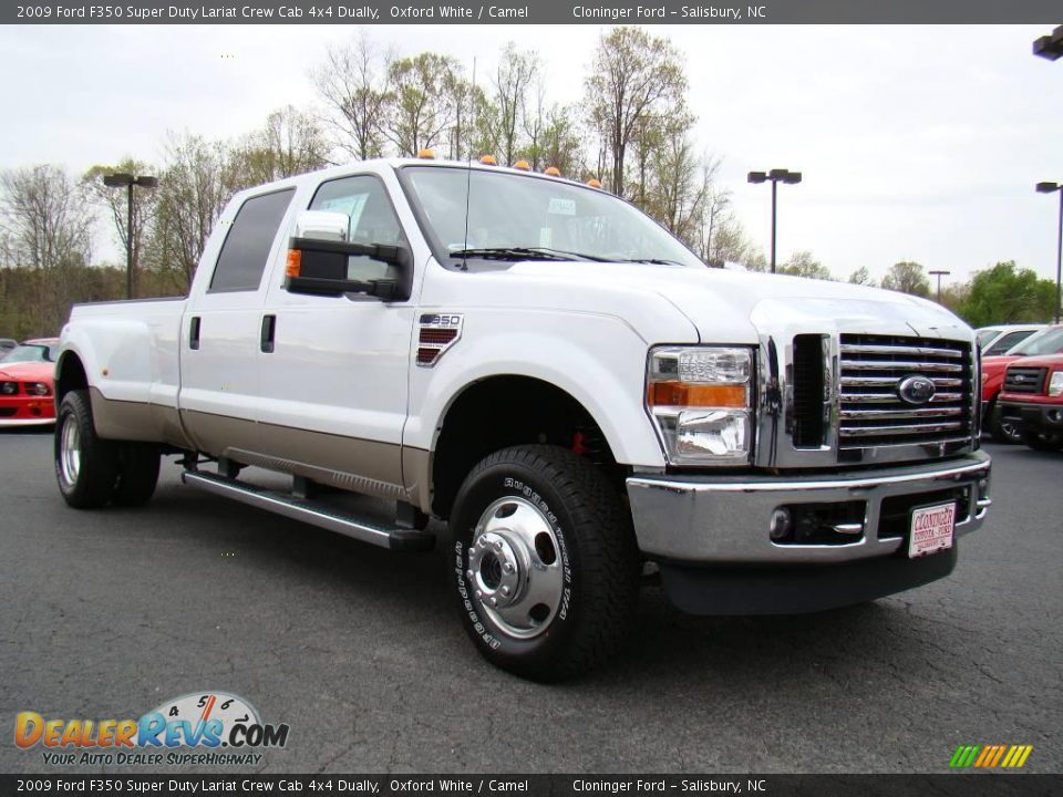 2009 Ford F350 Super Duty Lariat Crew Cab 4x4 Dually Oxford White / Camel Photo #1