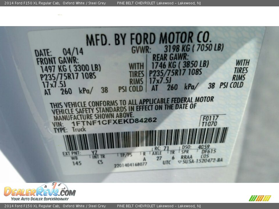 2014 Ford F150 XL Regular Cab Oxford White / Steel Grey Photo #24