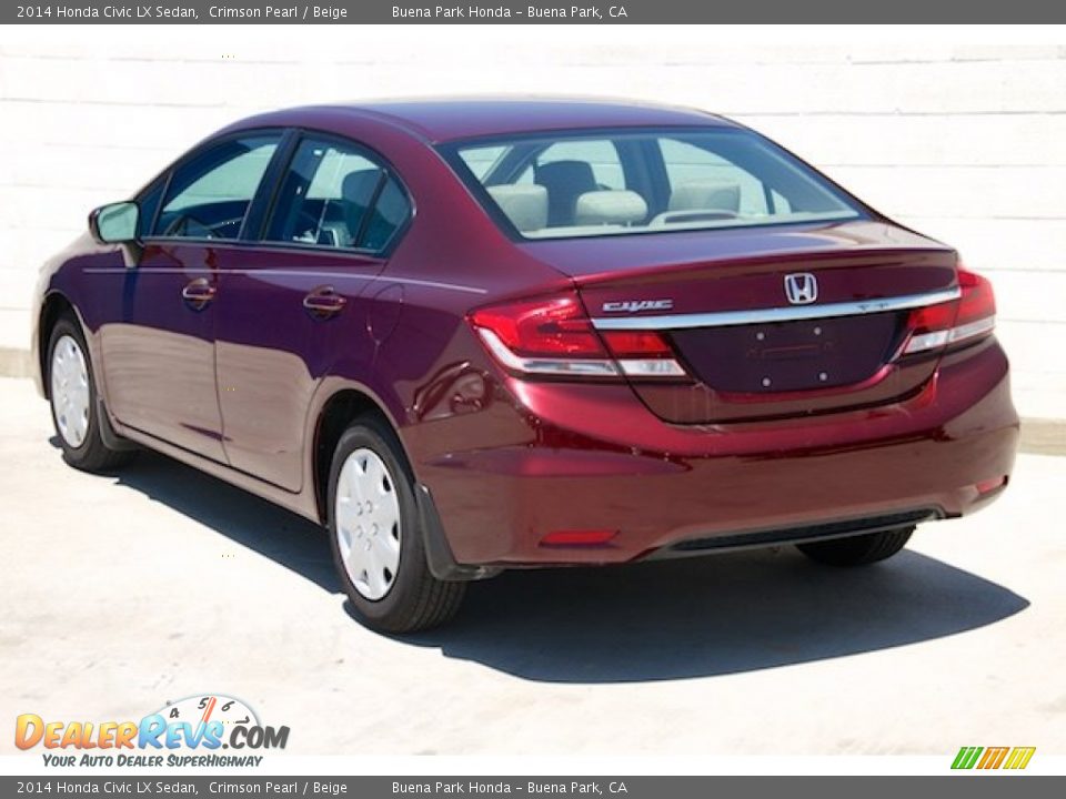 2014 Honda Civic LX Sedan Crimson Pearl / Beige Photo #2