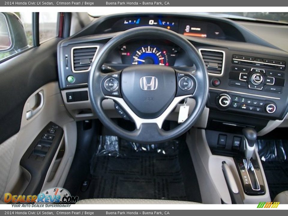 2014 Honda Civic LX Sedan Crimson Pearl / Beige Photo #5