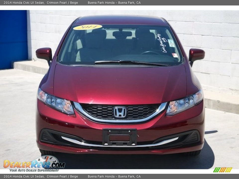 2014 Honda Civic LX Sedan Crimson Pearl / Beige Photo #7