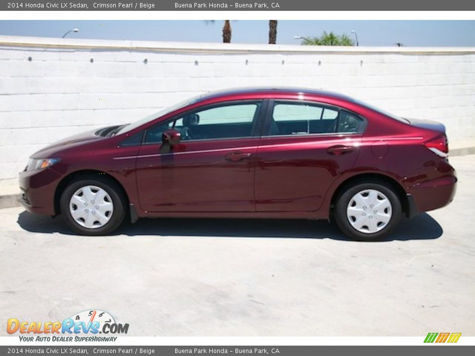 2014 Honda Civic LX Sedan Crimson Pearl / Beige Photo #10
