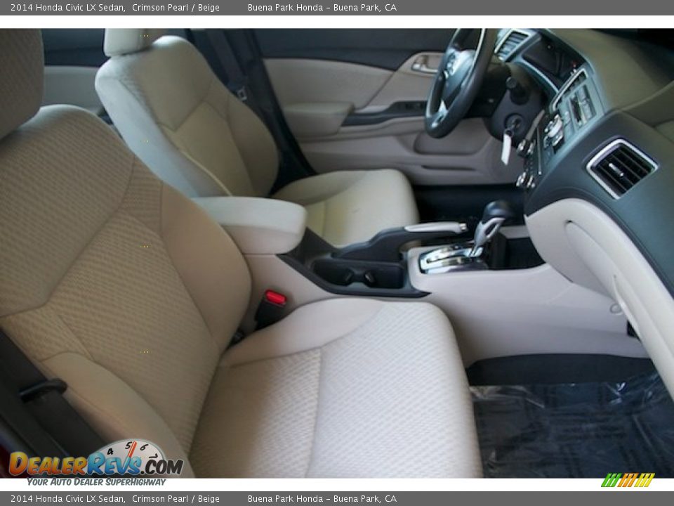 2014 Honda Civic LX Sedan Crimson Pearl / Beige Photo #16