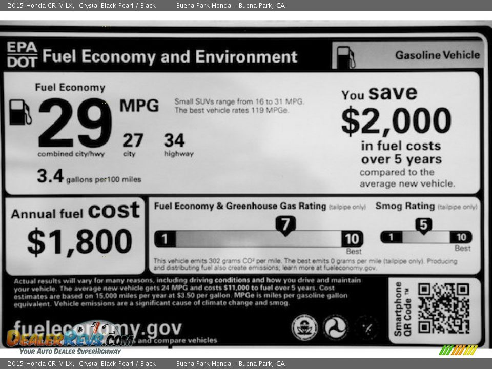 2015 Honda CR-V LX Crystal Black Pearl / Black Photo #18