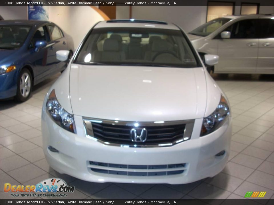 2008 Honda Accord EX-L V6 Sedan White Diamond Pearl / Ivory Photo #2