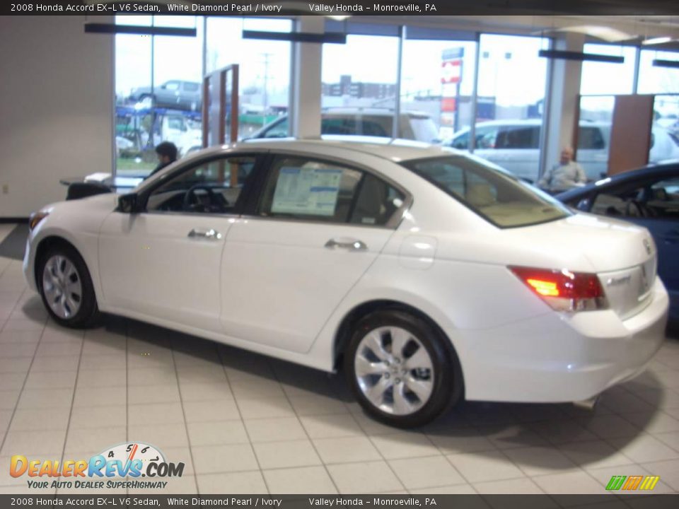 2008 Honda Accord EX-L V6 Sedan White Diamond Pearl / Ivory Photo #3