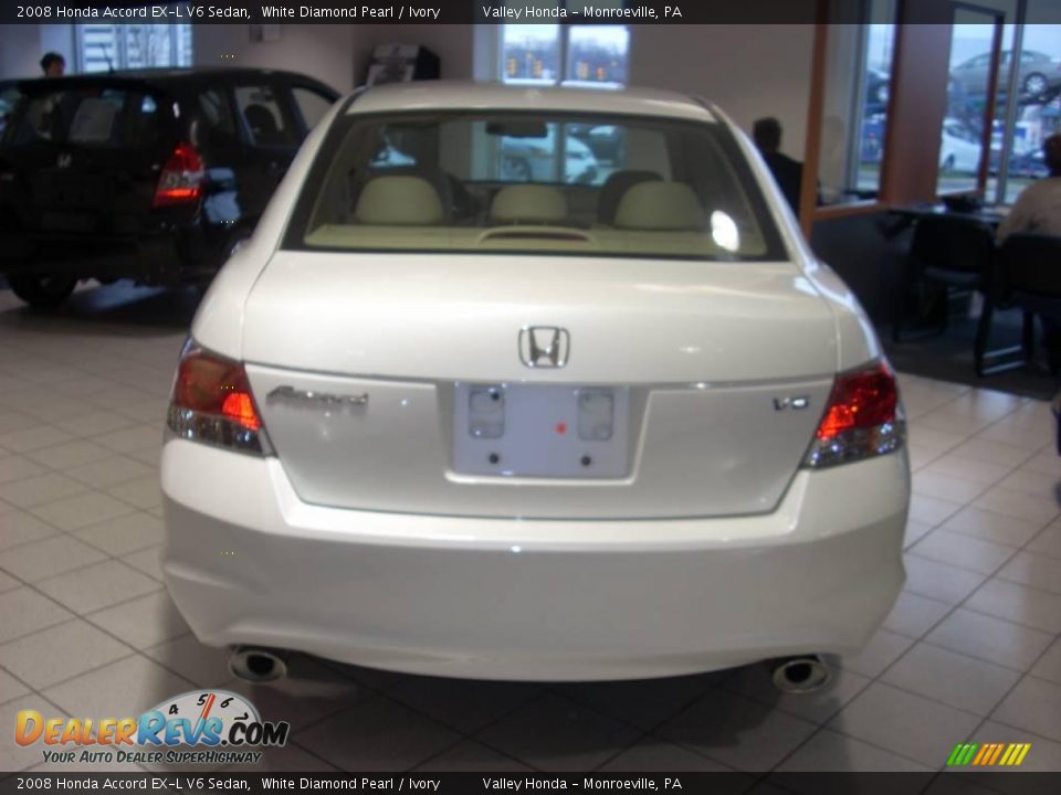 2008 Honda Accord EX-L V6 Sedan White Diamond Pearl / Ivory Photo #4