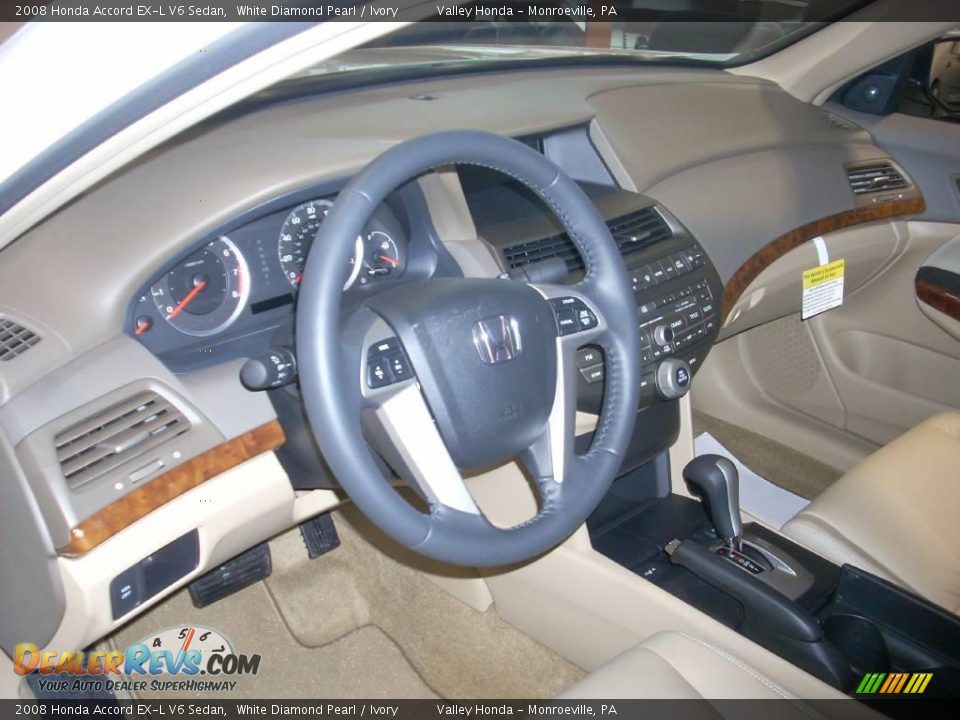 2008 Honda Accord EX-L V6 Sedan White Diamond Pearl / Ivory Photo #8