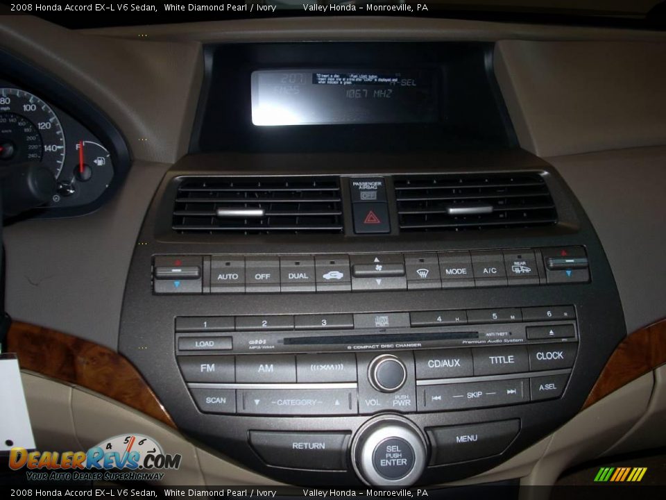 2008 Honda Accord EX-L V6 Sedan White Diamond Pearl / Ivory Photo #11