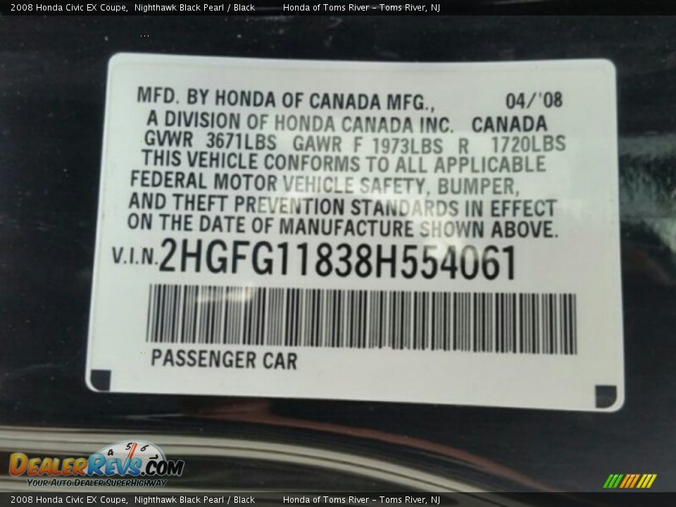 2008 Honda Civic EX Coupe Nighthawk Black Pearl / Black Photo #27
