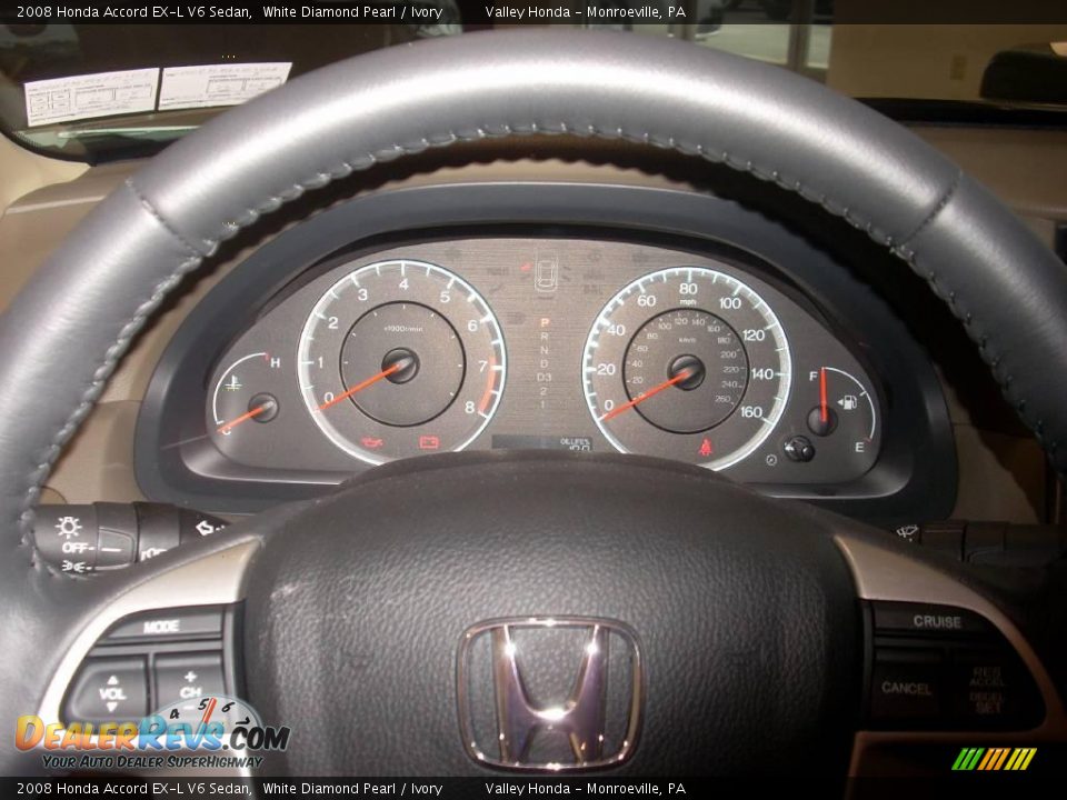 2008 Honda Accord EX-L V6 Sedan White Diamond Pearl / Ivory Photo #12