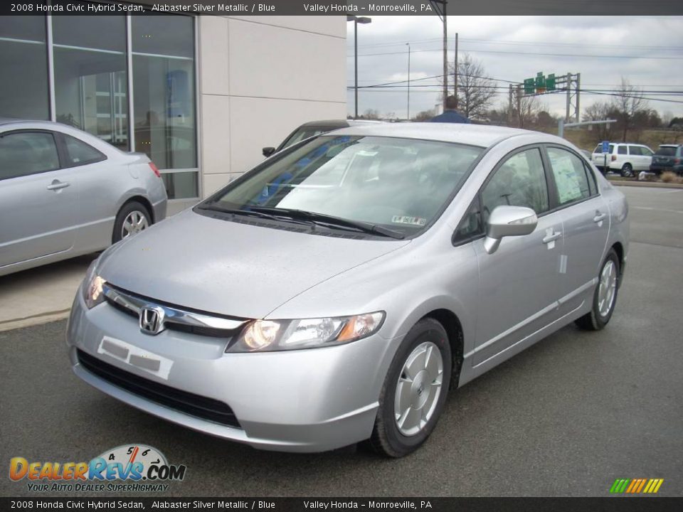 2008 Honda Civic Hybrid Sedan Alabaster Silver Metallic / Blue Photo #2