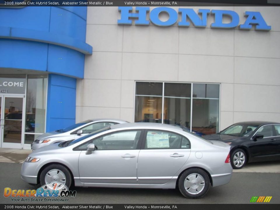 2008 Honda Civic Hybrid Sedan Alabaster Silver Metallic / Blue Photo #3