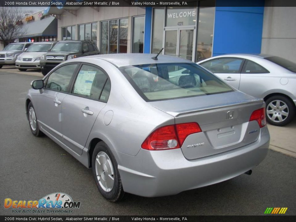 2008 Honda Civic Hybrid Sedan Alabaster Silver Metallic / Blue Photo #4