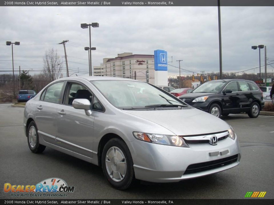 2008 Honda Civic Hybrid Sedan Alabaster Silver Metallic / Blue Photo #5